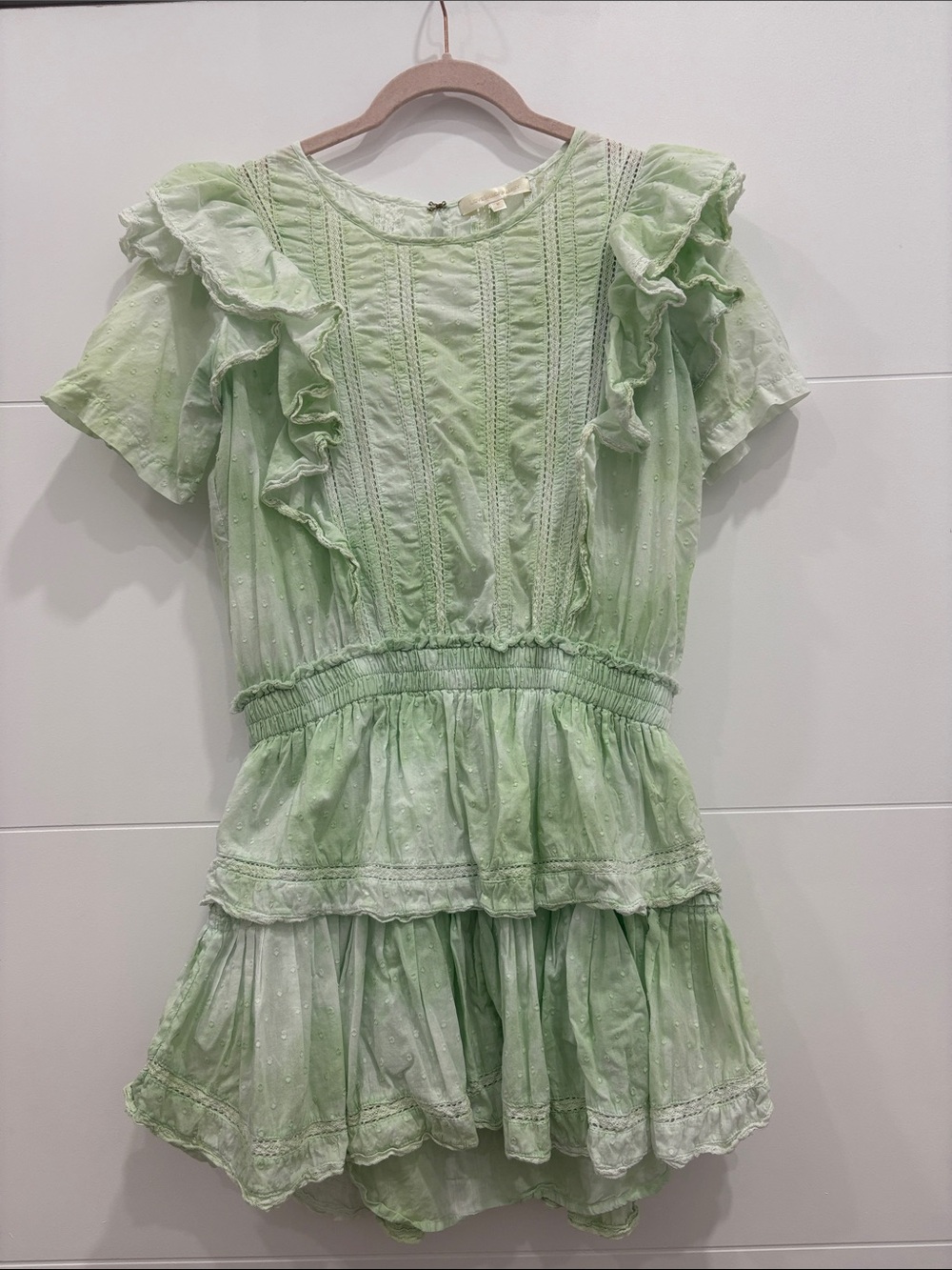 LoveShackFancy Natasha Green Mini Dress